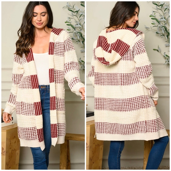 FATE Anthro Longline Thick Knit Open Hooded Cardigan - Picture 2 of 6